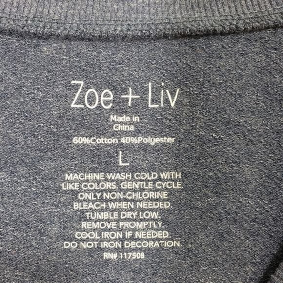 Zoe + Liv Cocktails & coconuts embroidered front graphic long sleeve shirt large - Picture 5 of 8